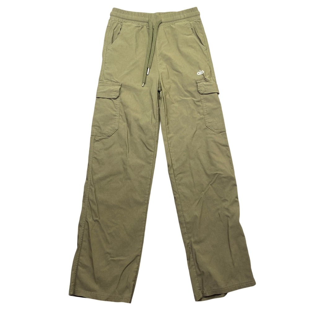 Alo Yoga Womens Cargo Pants Olive Green Drawstring Waist Size S/M Athleisure